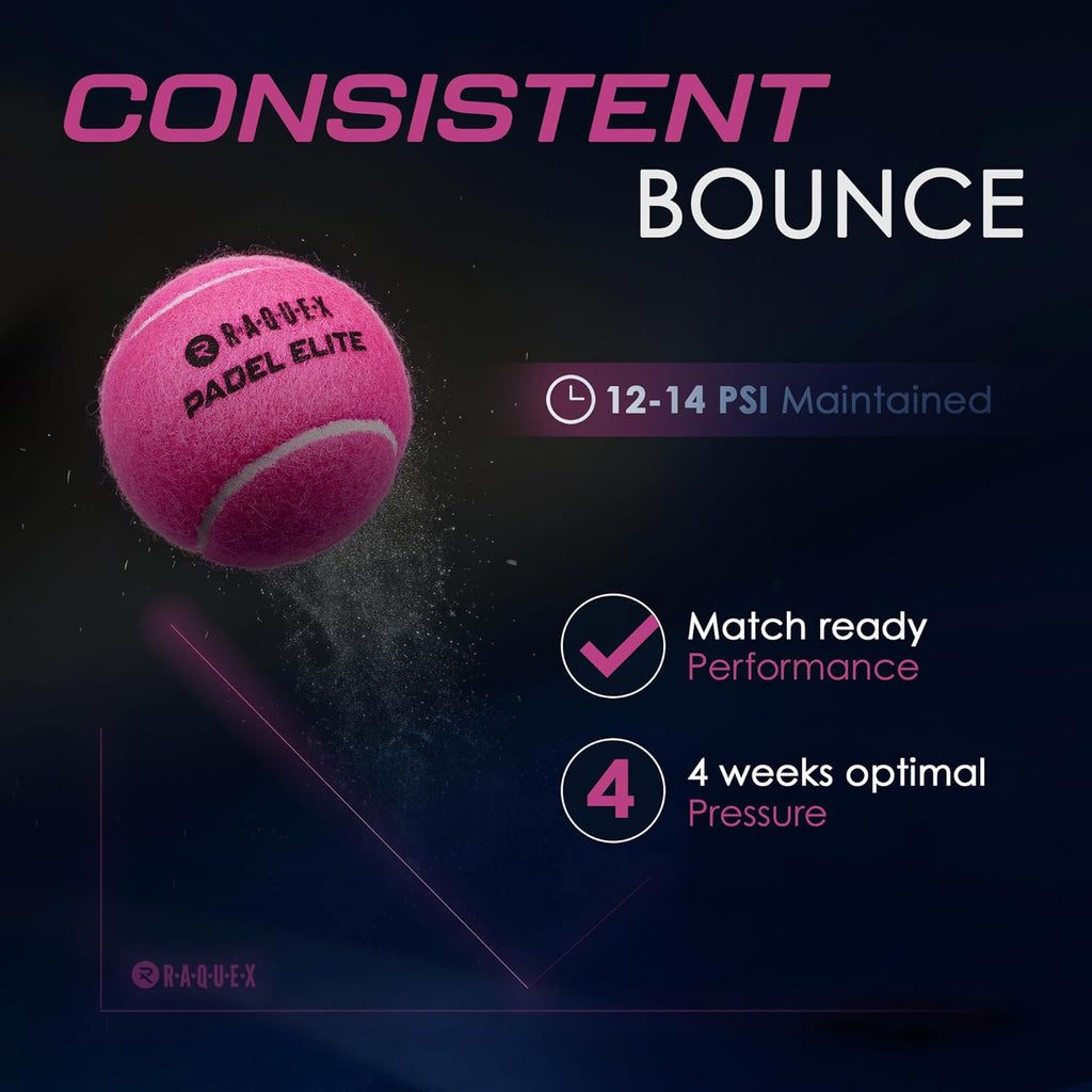(TTS) P&P's Elite Pink Padel Balls - 3, 6, 9 or 120 Balls - For All Court Surfaces (Unlisted)