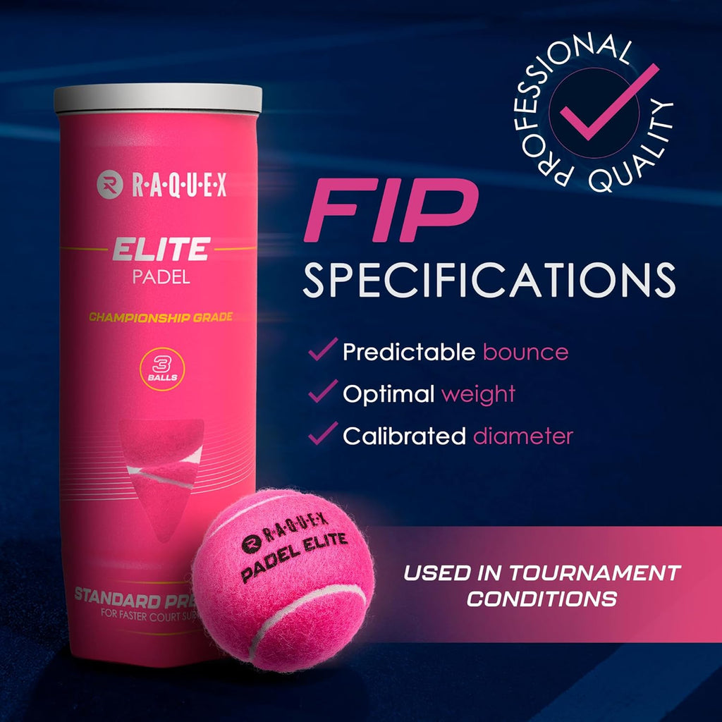 (TTS) P&P's Elite Pink Padel Balls - 3, 6, 9 or 120 Balls - For All Court Surfaces (Unlisted)